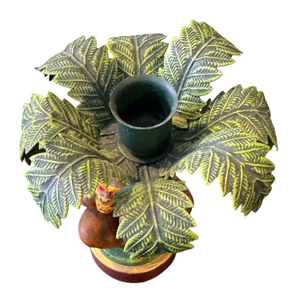Vintage Metal Petites Choses Tropical Monkey Palm Tree Candle Holder Candlestick - Picture 4 of 6